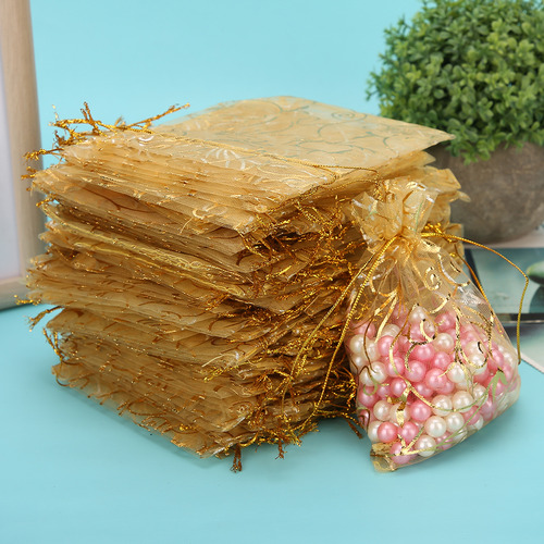 Bolsa De Organza Con Cordón, 100 Unidades, 9 X 12 Cm, Multiu