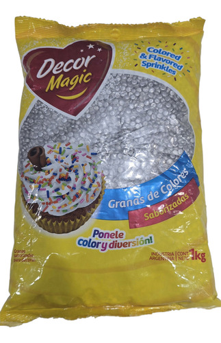 Granas Plateadas Para Decoracion Saborizadas Decormagic 1kg