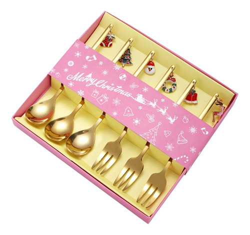 Juego De Cucharas Y Tenedores Navideños, Kits De Oro