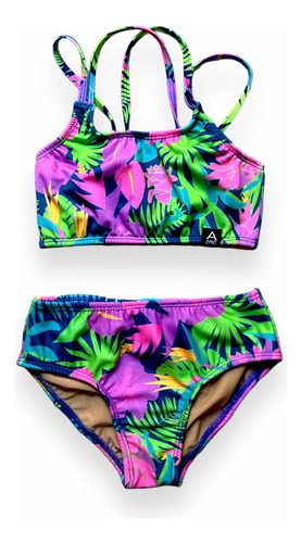 Malla Bikini Cali Niña Uvupf50+ Top Tiras + Bombi Tropical E