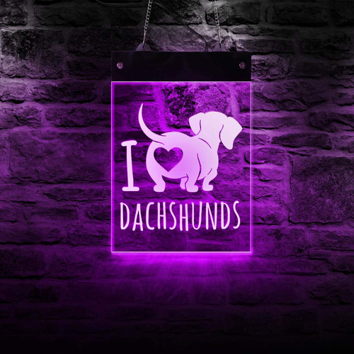 Letrero Neon Luz Led  I Love Dachshund  Cambio Colorido Para