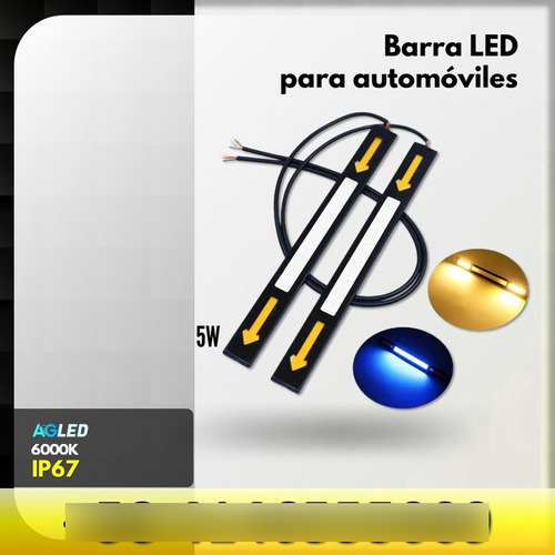 Barra Led Auto 5w Cob 17cm Rojo Hid