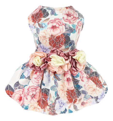 Fitwarm Vestido De Encaje De Flores Para Perros Pequeños, Ro