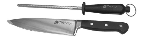 Cuchillo Trento Gourmet 420c Hoja 20cm + Chaira Rayada 20cm