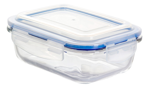 Set 4 Contenedor Hermético Vidrio Rectangular Mediano 640 Ml