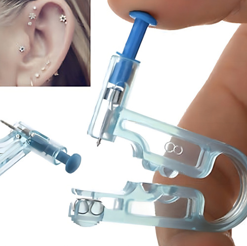 Abridores De Oreja Piercing Pistola Perforadora Aro Incluido Celeste
