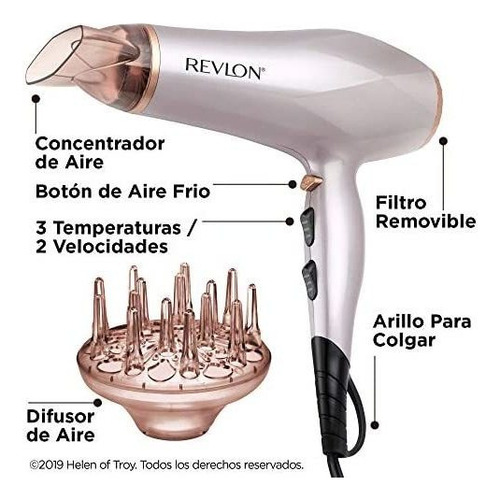 Secadora Salón Revlon Tecnología Titanio 1875w Difusor