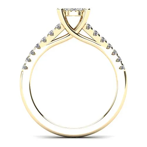 Anillo De Compromiso En Racimo De Diamantes Tdw De 3-8 Quila