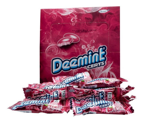 Deemint Certs Fresa 40 Pzs Caramelo Suave Confitado Adams