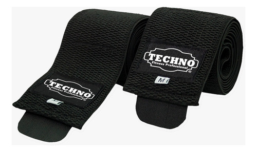Straps Con Muñequeras Gym + Rodilleras Crossfit Kit 2 Pares Negro