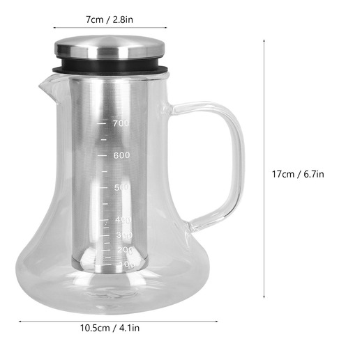 Cafetera Portátil De Vidrio Borosilicato De 700 Ml Para Cerv