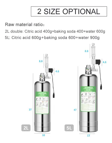 Kit De Sistema Generador De Co2 Para Acuarios Dobles De 5 Li