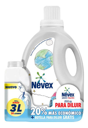 Jabón Líquido Nevex Concentrado Para Diluir 500ml + Botella