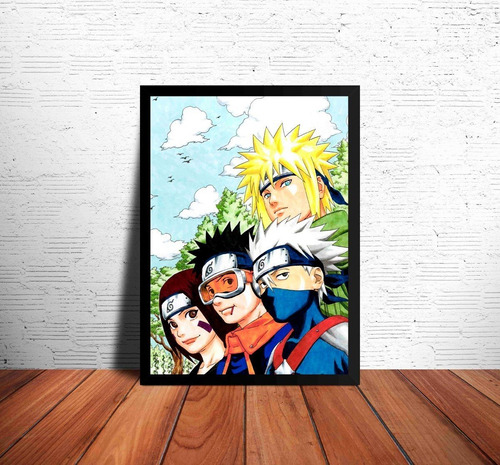 Naruto Clan Uzumaki Animé Cuadro 33×48cm Marco Negro Fan Art