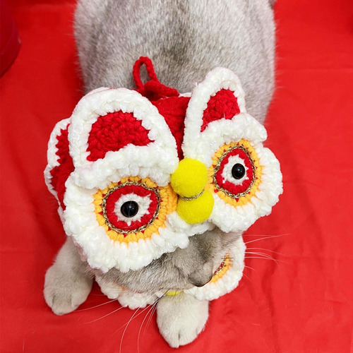 Conjunto De Gorro Y Bufanda Con Forma De León Para Gato Y