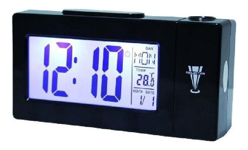 Relógio Projetor De Teto Com Despertador Digital 618 Preto