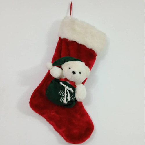 Bota De Navidad Con Osito De Peluche