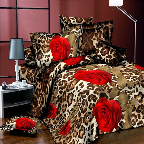 Edredón Nordico 3d Rosas Flor Leopardo - 4 Piezas - Oferta