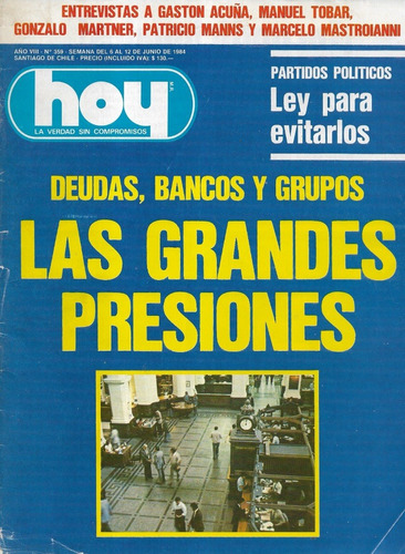 Revista Hoy N 359 / 12 Junio 1984 / Grandes Presiones Bancos