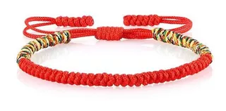 Pulsera Manilla Tibetana Budista Pareja Tejida Roja Negra