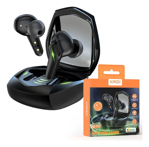 Fone de Ouvido Bluetooth Gamer Kaidi KD-776 In-ear TWS IPX4 Preto