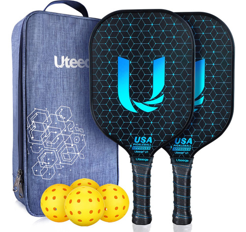 Set 2 Raquetas Pickleball Uteeqe Superficie De Grafito Con