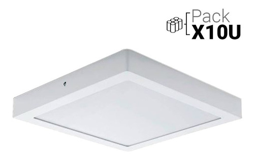 Panel Plafon Led 6w Aplicar Cuadrado Pack X 10 U Color Blanco Color de la luz Neutro