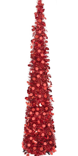 Arbol De Oropel De Color Rojo Para Navidad Tamaño De 5 Pies