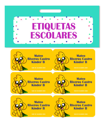 40 Etiquetas Escolares Personalizadas Mc Amarillo Niños