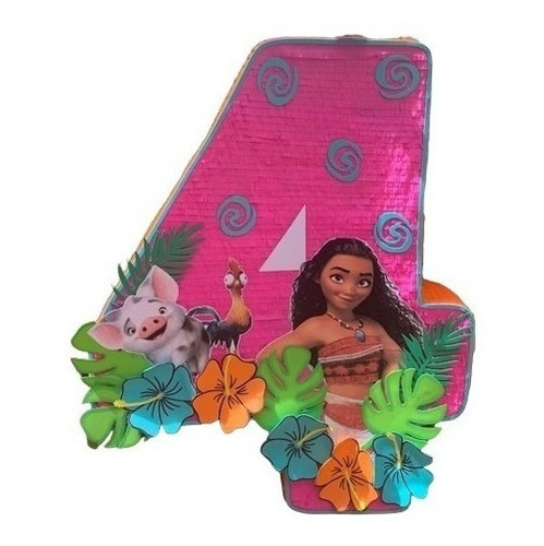 Piñata Personalizada Entamborada Numero Cuatro Moana