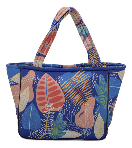 Cartera Bolso Tote Gigante Neoprene Cierre Mujer  Tropical 