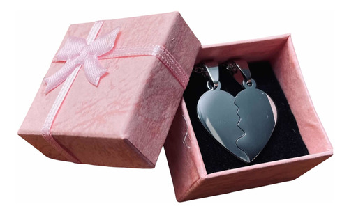 Medalla Acero Corazon Grabado 2 Nombres Parejas +caja Regalo