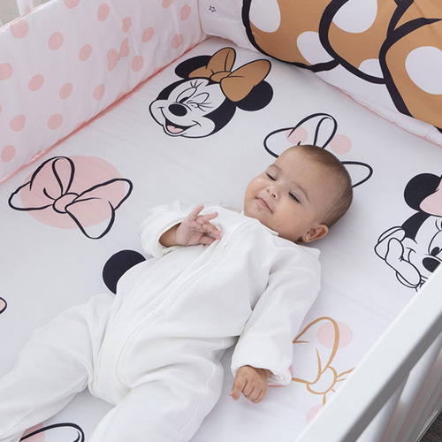 edredon para cuna cama cuna corral Adorable Minnie disney set de 6 piezas para cuna de 80 x 140 cm