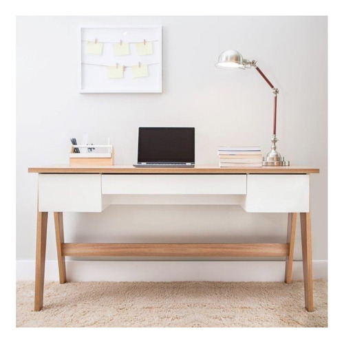Escritorio Artesano Escrivaninha 3 gavetas trend mdp, mdf de 150cm x 77.5cm x 60cm hannover y off white
