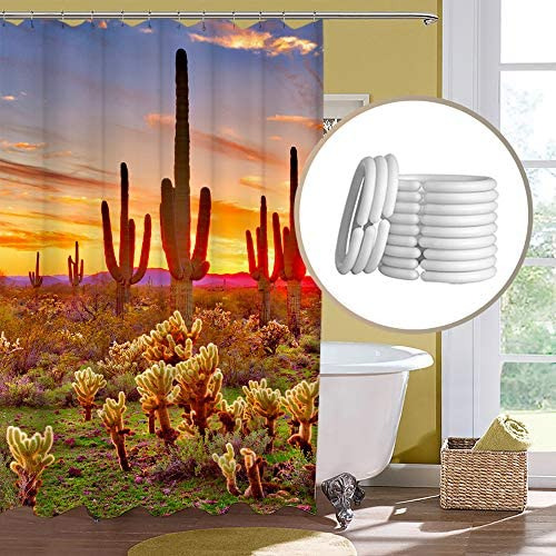 Lukuy Saguaro Cortina De Ducha Para El Baño Paisaje Del Desi