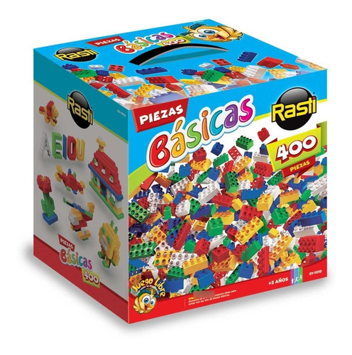 Imagen 1 de 4 de Rasti Ladrillos Bloques Kit 400 Piezas Básicas Sobre Ruedas