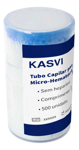 Tubo Capilar Microhematócrito Sem Heparina C/ 500 Unidades
