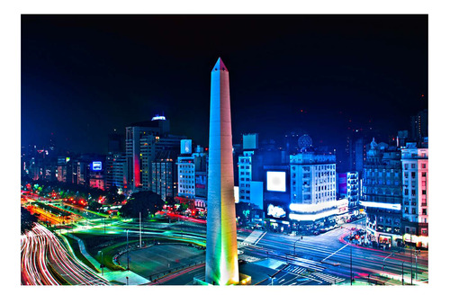 Vinilo 80x120cm Obelisco Noche Buenos Aires Monumento M2