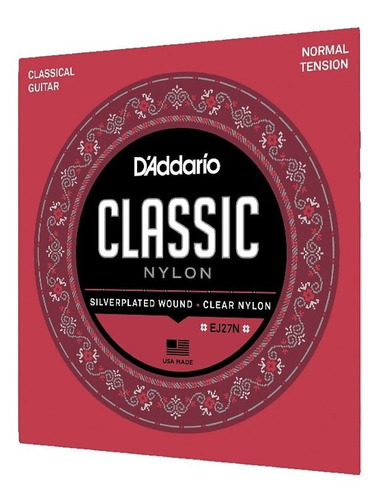 Imagen 3 de 3 de Cuerdas Guitarra Clásica D´addario Normal Tensión Ej27n