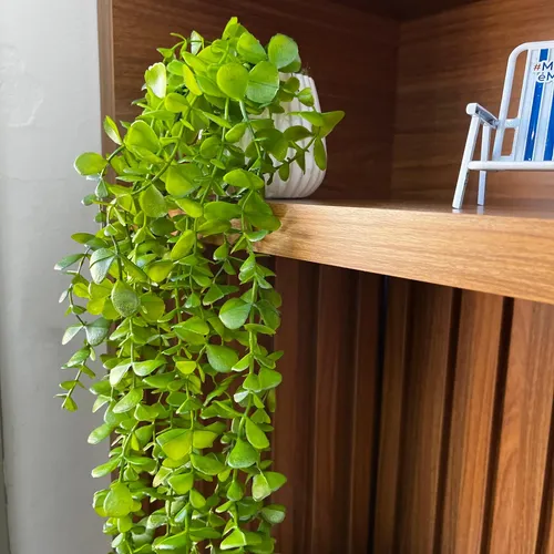 Vaso Decorado Folhagem Eucalipto Artificial 60cm Verde