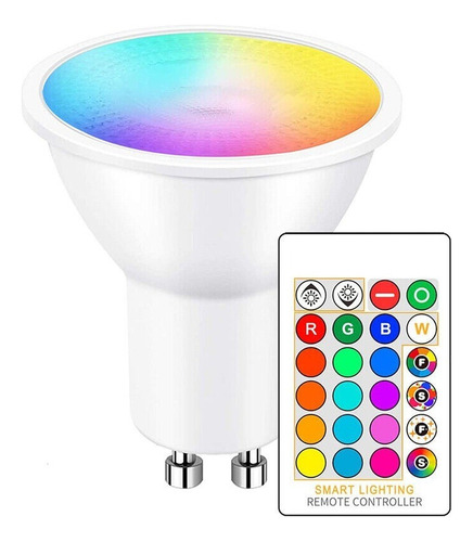Lámpara Gu10 Led Rgb 16 Colores Dimmer C/ Control Remoto 5w