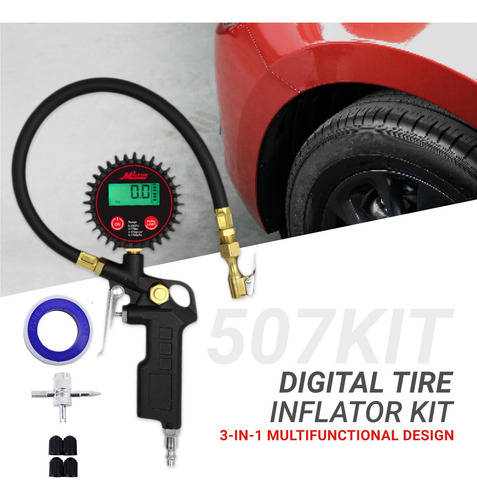 Inflador De Pneus Digital Milton 507kit Com Medidor Preciso