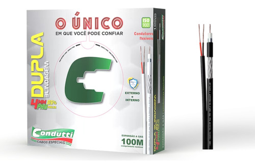 300 M Cabo Coaxial Dupla Blindagem 4mm Pro Externo E Interno