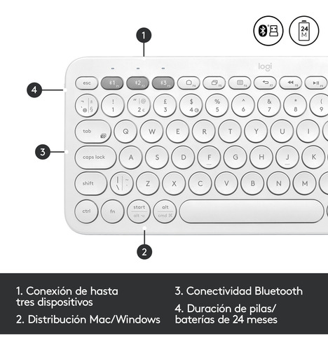 Combo Logitech Mouse M350s+teclado Bt K380s+totebag Blanco