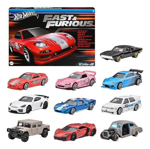 Hotwheels Fast & Furious Pack X10 Azul Marino