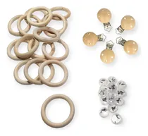 Comprar Combo Argolla Madera Cajita Sonajero Broche Porta Chupete X5