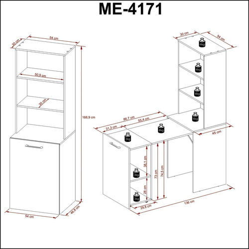 Armário Com Mesa Retrátil Me4171 Tecnomobili Amendoa Ef