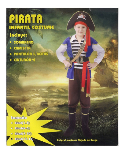 Disfraz Niño De Pirata Talla 4/6 Al 11-14