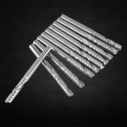 10 Fresas De Extremo De Flauta Simple En Espiral Vástago 4mm