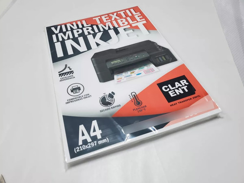 Vinil Textil Imprimible Tinta Normal A4 Inkjet Pu Clear